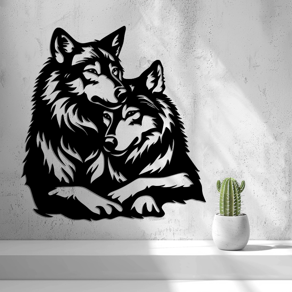 2d Wolf Couple Wall Art - thumbnail 2